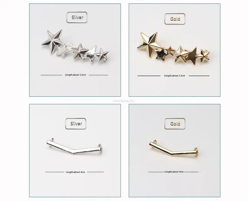 Simple Metal Shoe Charms Fashion Gold silver Sneaker Charms Girl Gift Shoe decoration DIY Shoelaces Buckles Shoes Accesories