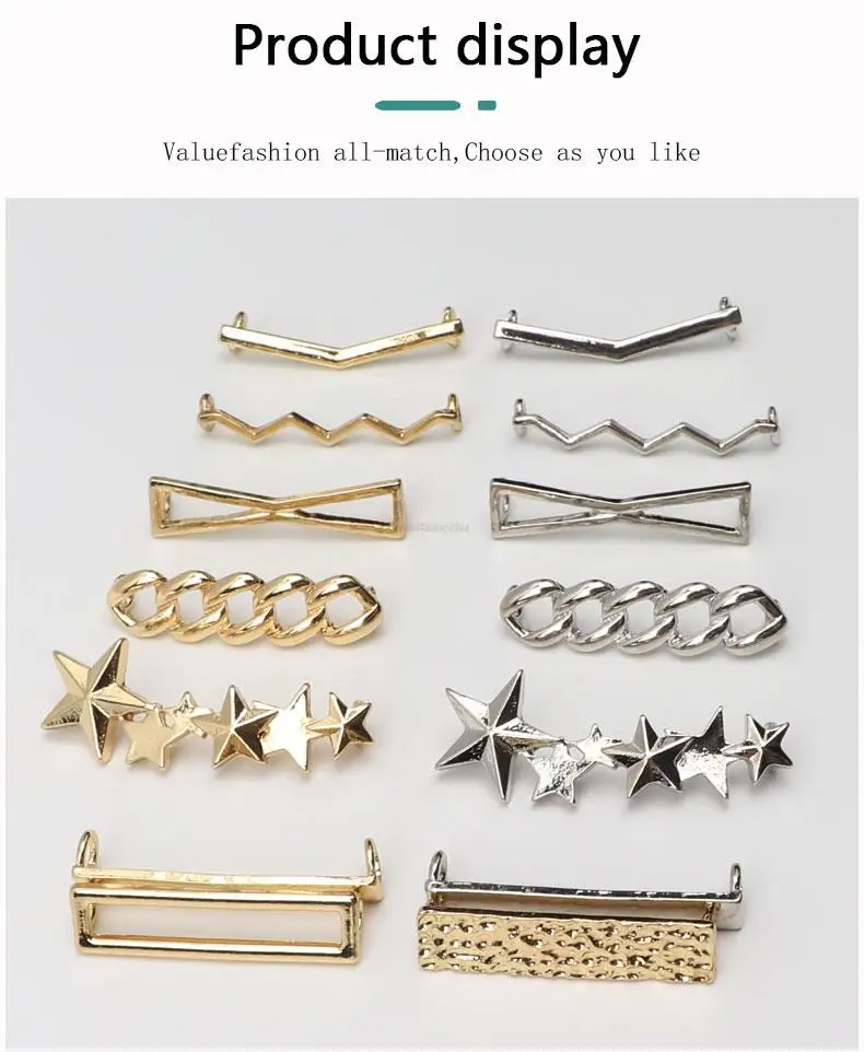 Simple Metal Shoe Charms Fashion Gold silver Sneaker Charms Girl Gift Shoe decoration DIY Shoelaces Buckles Shoes Accesories