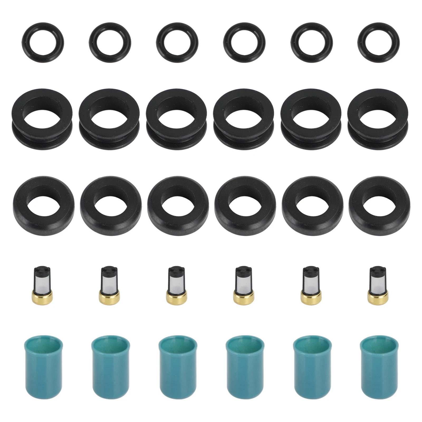 Areyourshop 6PCS Fuel Injectors Repair Seal Rebuild Kit Fit for Toyota 3VZE 1988-1995 3.0L
