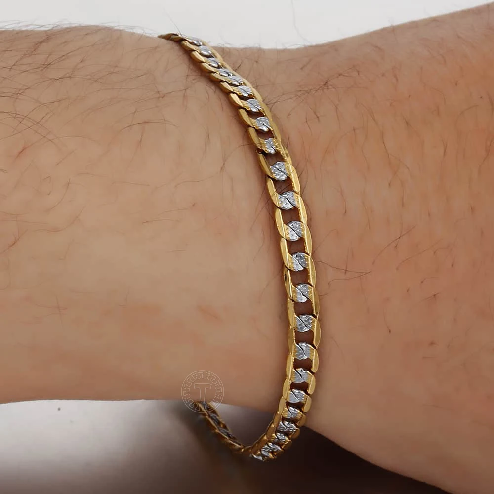 Men's Bracelet 4mm 6mm Cuban Link Chain Gold Color Mix Silver Color Bracelet for Women Men fashion 2020 Jewelry Gift GB94A