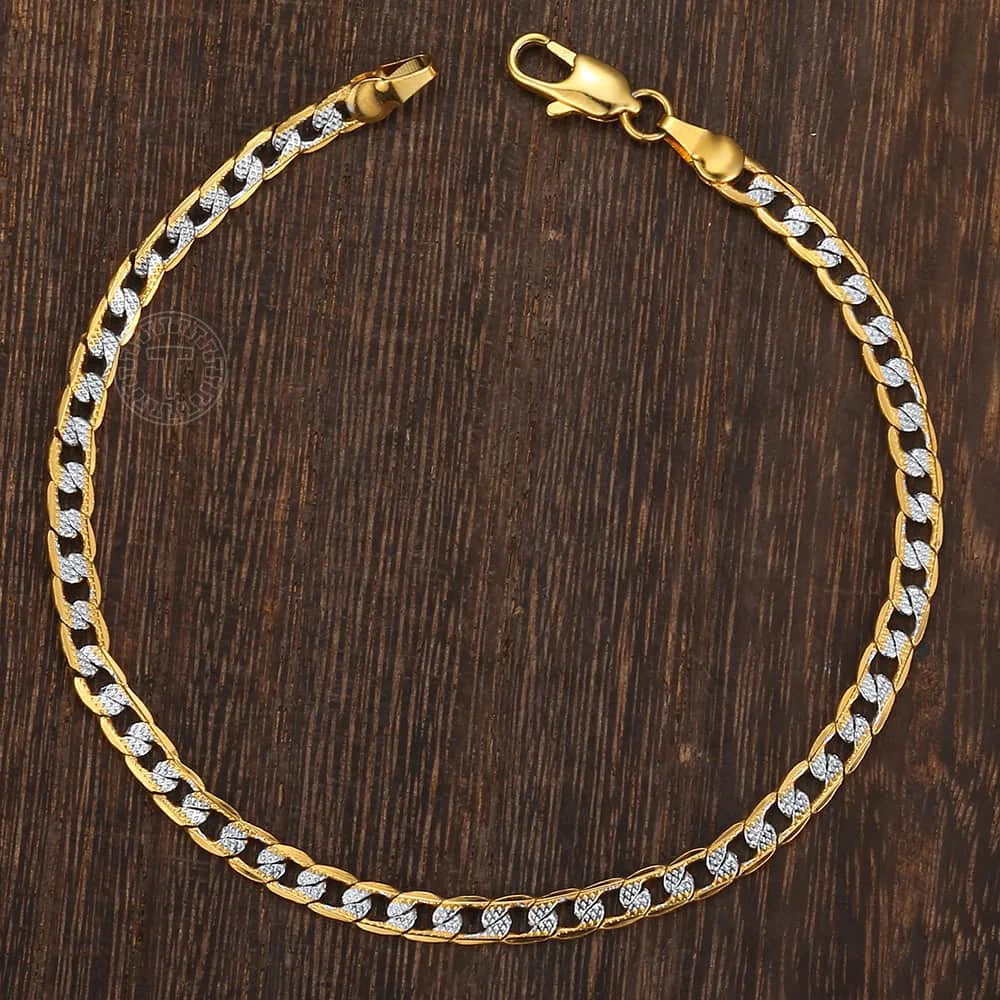 Men's Bracelet 4mm 6mm Cuban Link Chain Gold Color Mix Silver Color Bracelet for Women Men fashion 2020 Jewelry Gift GB94A