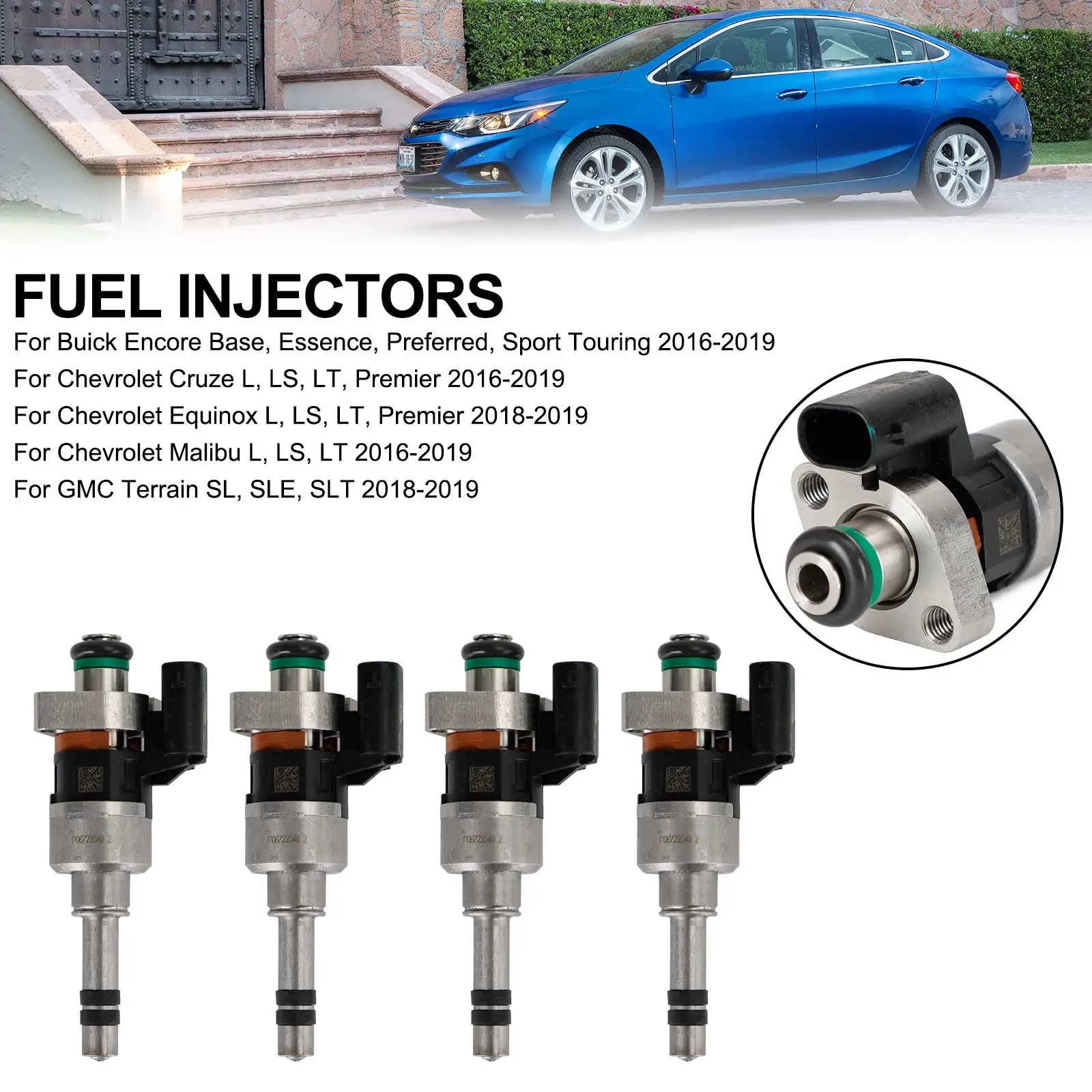 Areyourshop 4PCS Fuel Injectors 55577403 Fit for GMC 16-19 Fit for Chevry Cruze Malibu 1.4L 1.5L L4 Car Accessories Parts