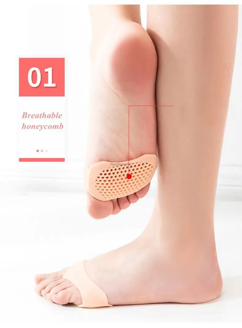 Women Forefoot Pads Silicone Insoles for Shoes Soft Breathable Foot Pads Shock Absorption Shoe Pad Adjust Size Half Inserts