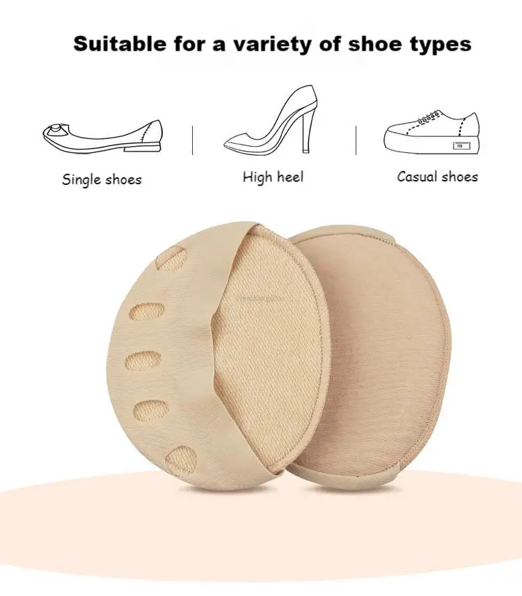 Women Forefoot Pads Silicone Insoles for Shoes Soft Breathable Foot Pads Shock Absorption Shoe Pad Adjust Size Half Inserts