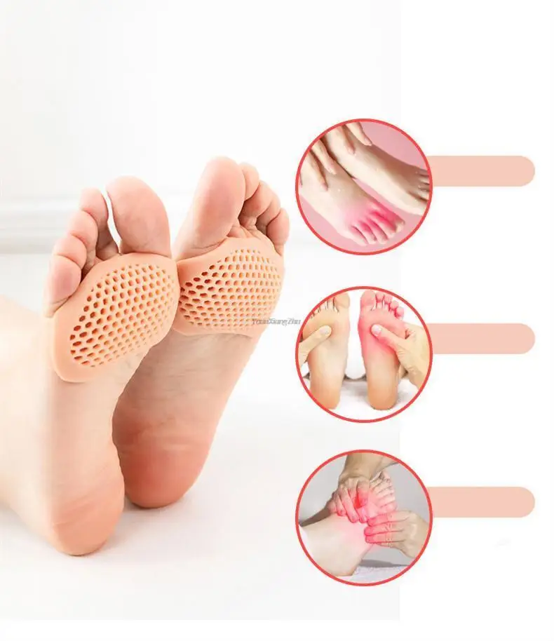 Women Forefoot Pads Silicone Insoles for Shoes Soft Breathable Foot Pads Shock Absorption Shoe Pad Adjust Size Half Inserts