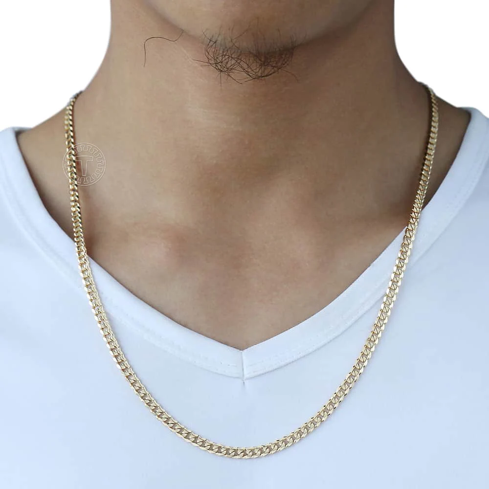 Trendsmax Men's Cuban Link Chain Necklace Gold Color Chain Necklace Gift For Men Hiphop Wholesale Jewelry 4.5mm 50cm 60cm GN438