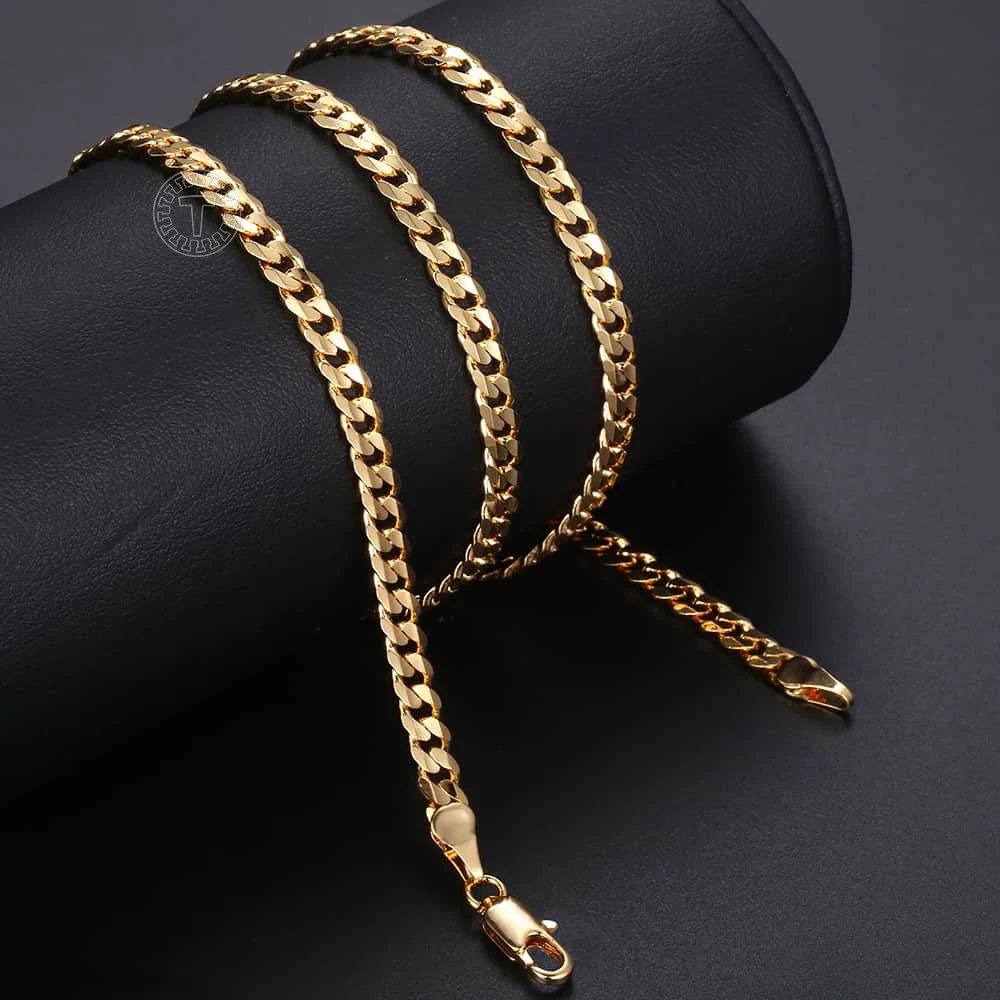 Trendsmax Men's Cuban Link Chain Necklace Gold Color Chain Necklace Gift For Men Hiphop Wholesale Jewelry 4.5mm 50cm 60cm GN438