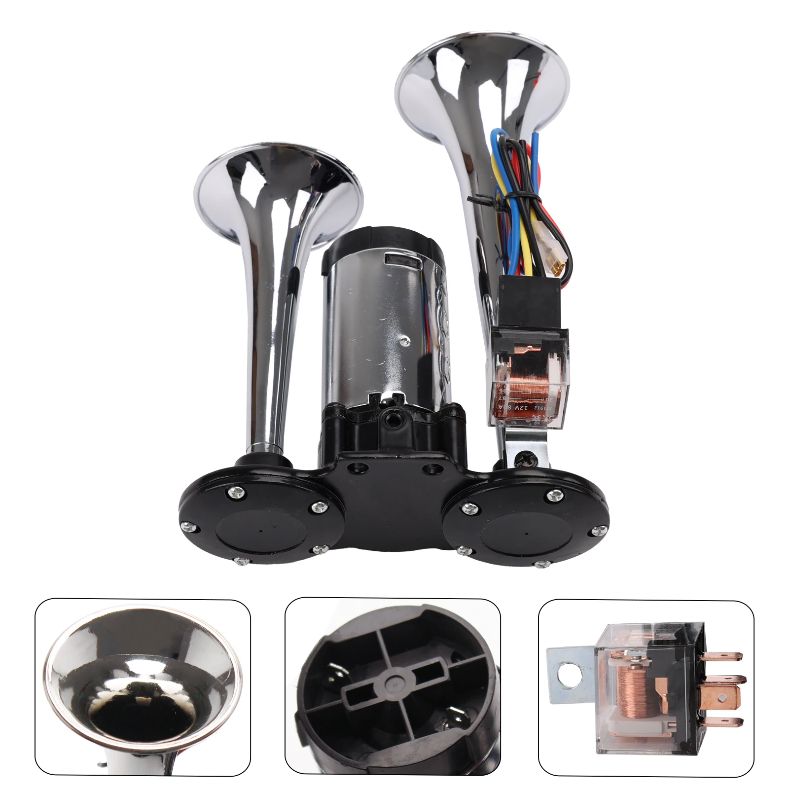 FARBIN 12V 120db Air Horn Double Tube Conjoined Pump Horn With Relay Compressor For Vehicle Truck Boat Motorcycle Accessory