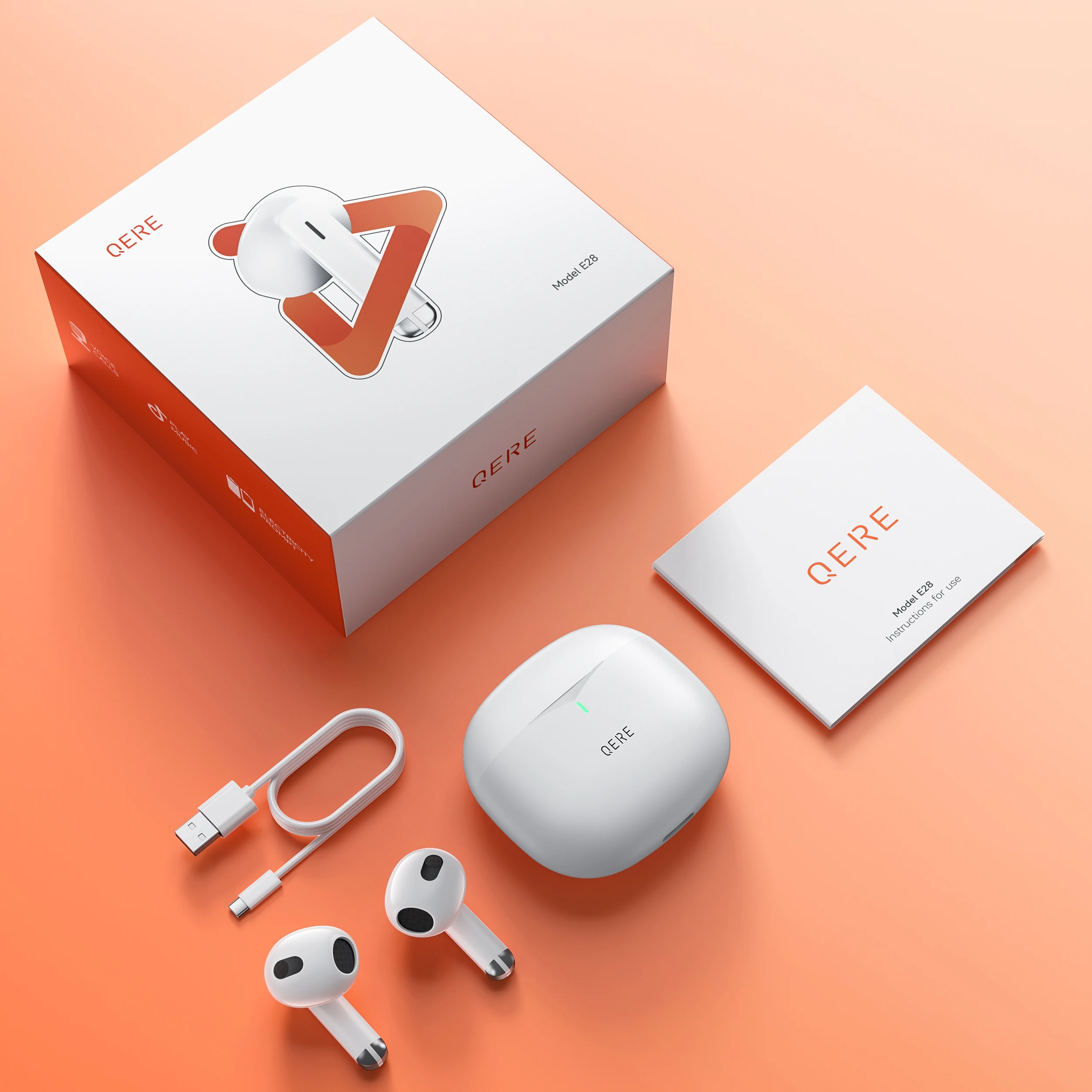 Wireless Headphones,QERE E28,NEW TWS Bluetooth 5.3,HD Microphone,HIFI Earphones,13mm Driver,Low Latency gaming waterproof Earbud