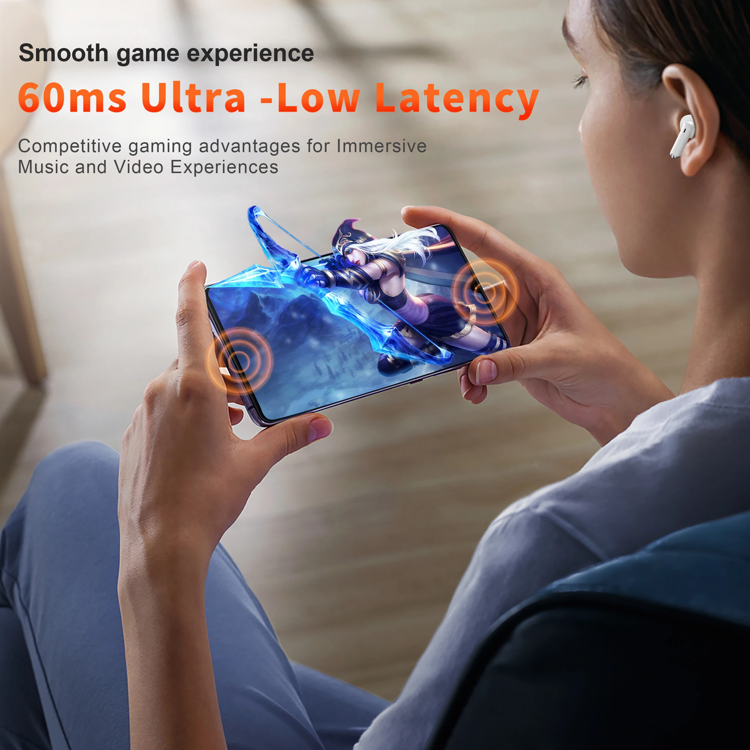 Wireless Headphones,QERE E28,NEW TWS Bluetooth 5.3,HD Microphone,HIFI Earphones,13mm Driver,Low Latency gaming waterproof Earbud