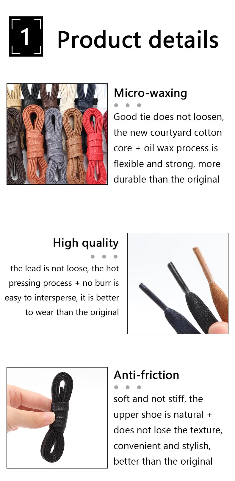 Waterproof Leather Shoelace Cotton Waxed Shoelaces Flat Shoe laces Oxford Boots Laces for Shoes Widening 0.8cm 70/90/120/150cm
