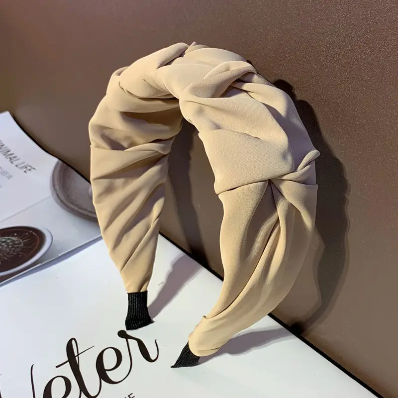 2023 Fashion Hair Hoop for Women Girls Flower Solid Color Headbands Designer Fold Wide Edge Hairband Hair Accessories Headwear