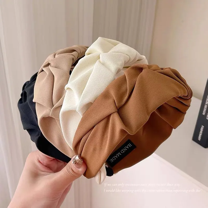 2023 Fashion Hair Hoop for Women Girls Flower Solid Color Headbands Designer Fold Wide Edge Hairband Hair Accessories Headwear