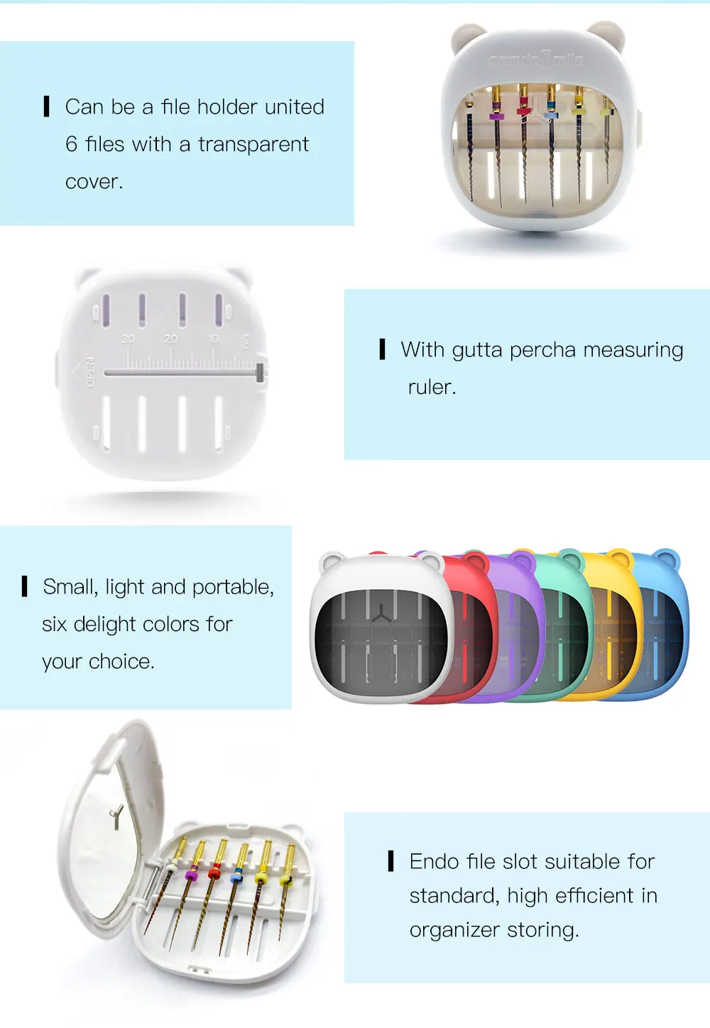 1/5Pcs Easyinsmile Dental Endo File Management Boxes Endodontic Files Lengh Measuring Sterilization Containers