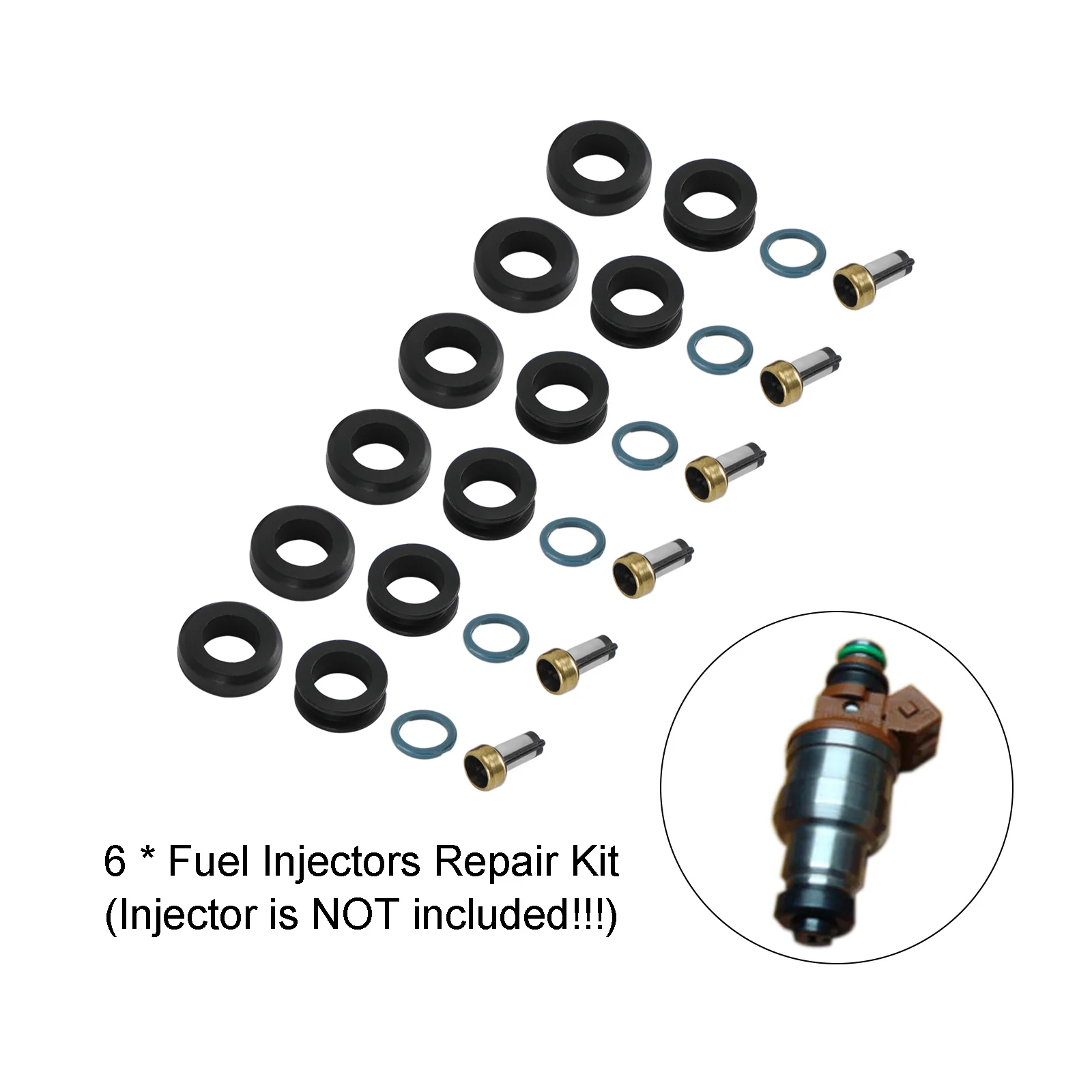 Areyourshop 6PCS Fuel Injectors Seal O-Ring Kit MD164888 Fit for Mitsubishi 3000GT INP-014 Car Accessories Part