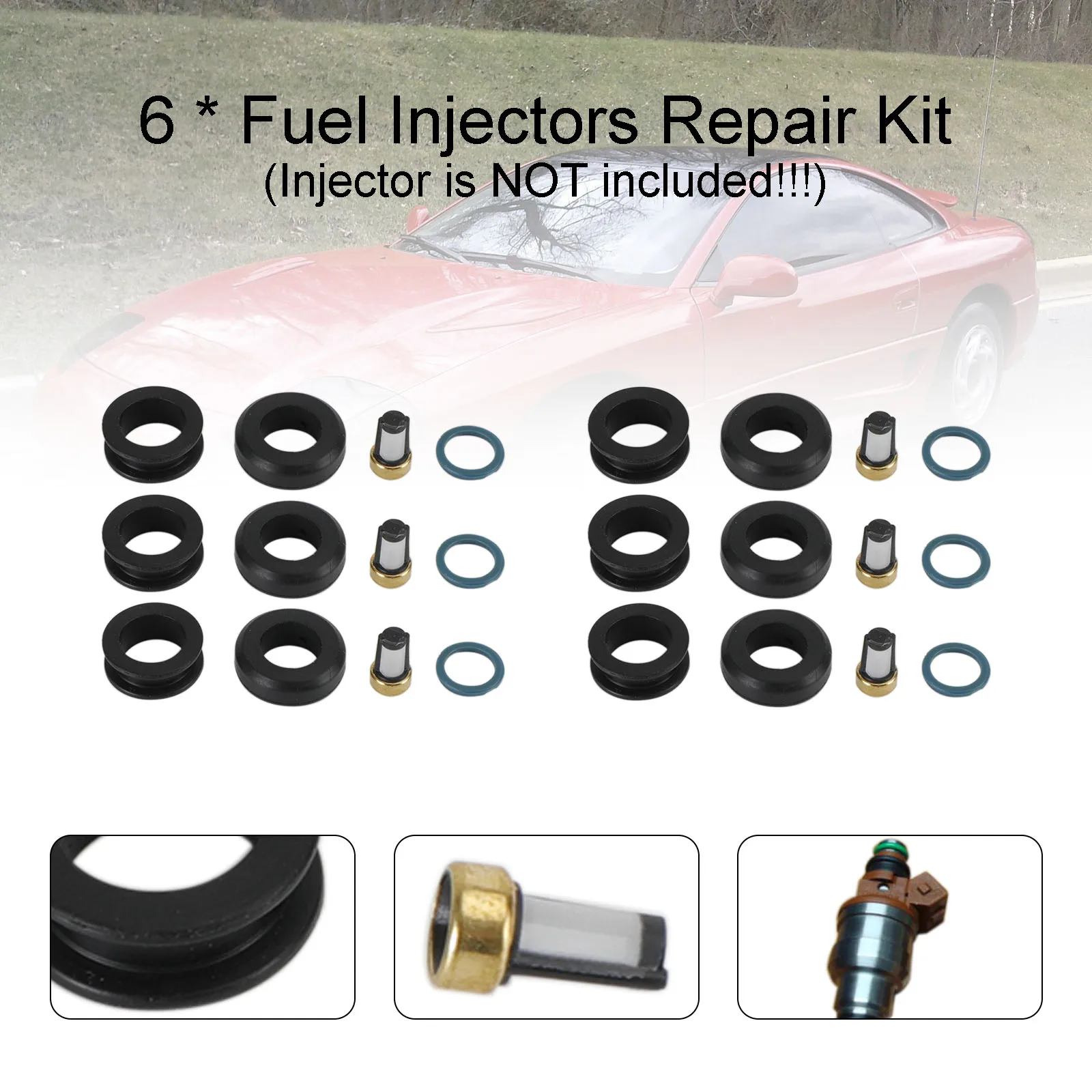 Areyourshop 6PCS Fuel Injectors Seal O-Ring Kit MD164888 Fit for Mitsubishi 3000GT INP-014 Car Accessories Part