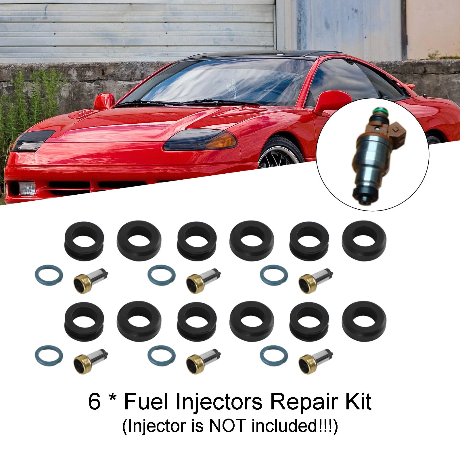 Areyourshop 6PCS Fuel Injectors Seal O-Ring Kit MD164888 Fit for Mitsubishi 3000GT INP-014 Car Accessories Part