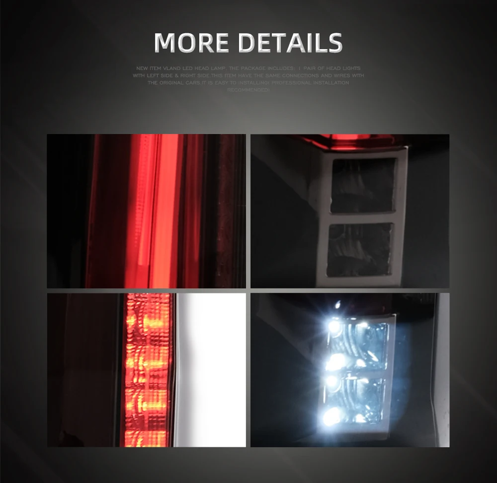 VLAND Tail lights Assembly for Chevrolet Tahoe Suburban 2015 2016 2017 2018 2019 2020 Tail Lamp Turn Signal Reverse Lights LED