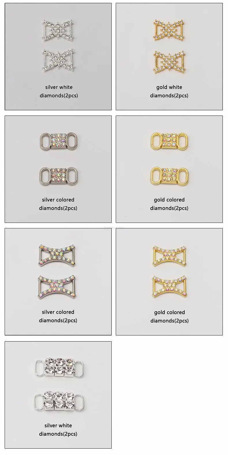 Luxury Rhinestone AF1 Shoe Charms Colorful Diamond Sneaker Shoe Decoration Fashion Shoelaces Metal Buckles Shoes Accesories 2Pcs