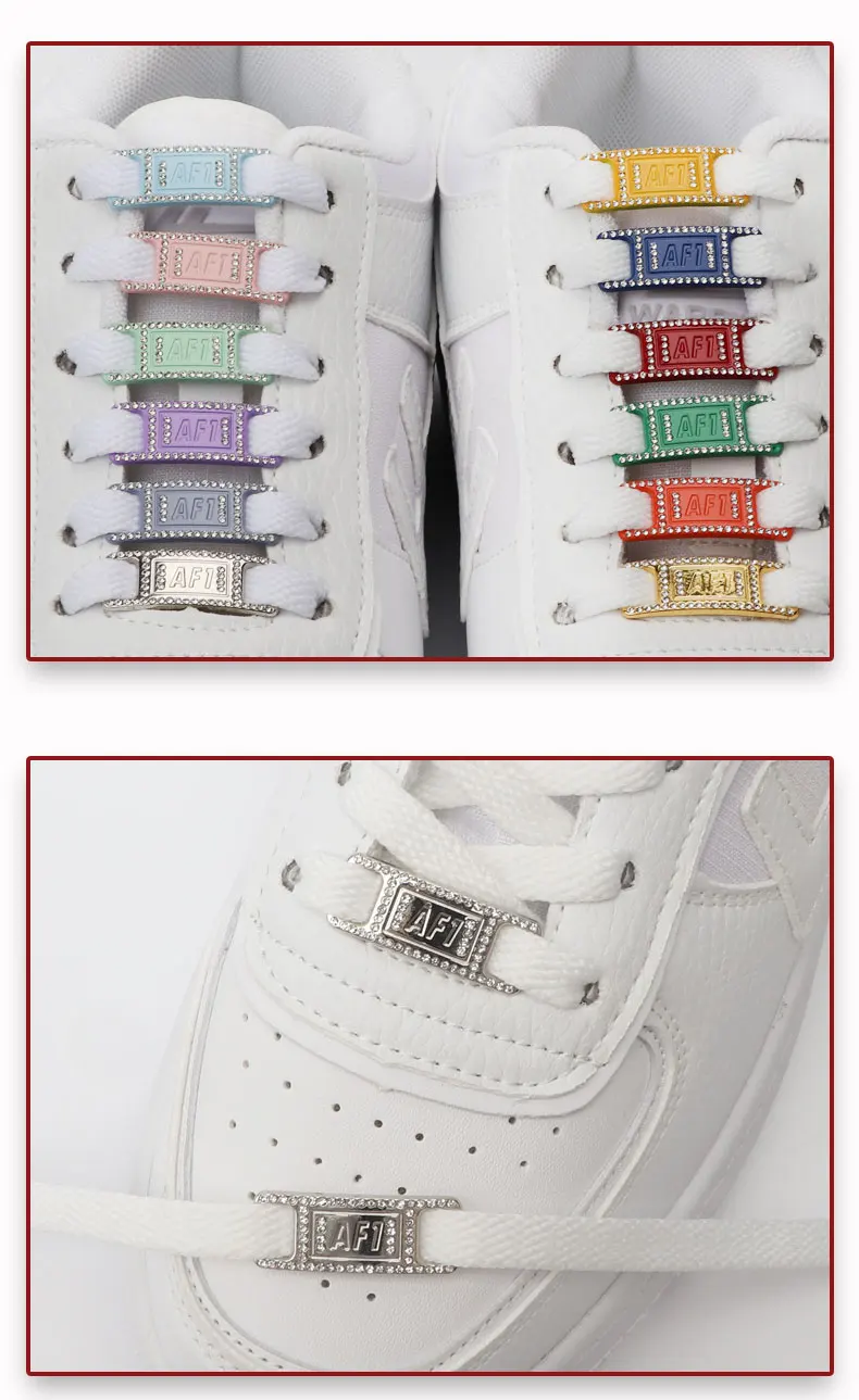 Luxury Rhinestone AF1 Shoe Charms Colorful Diamond Sneaker Shoe Decoration Fashion Shoelaces Metal Buckles Shoes Accesories 2Pcs