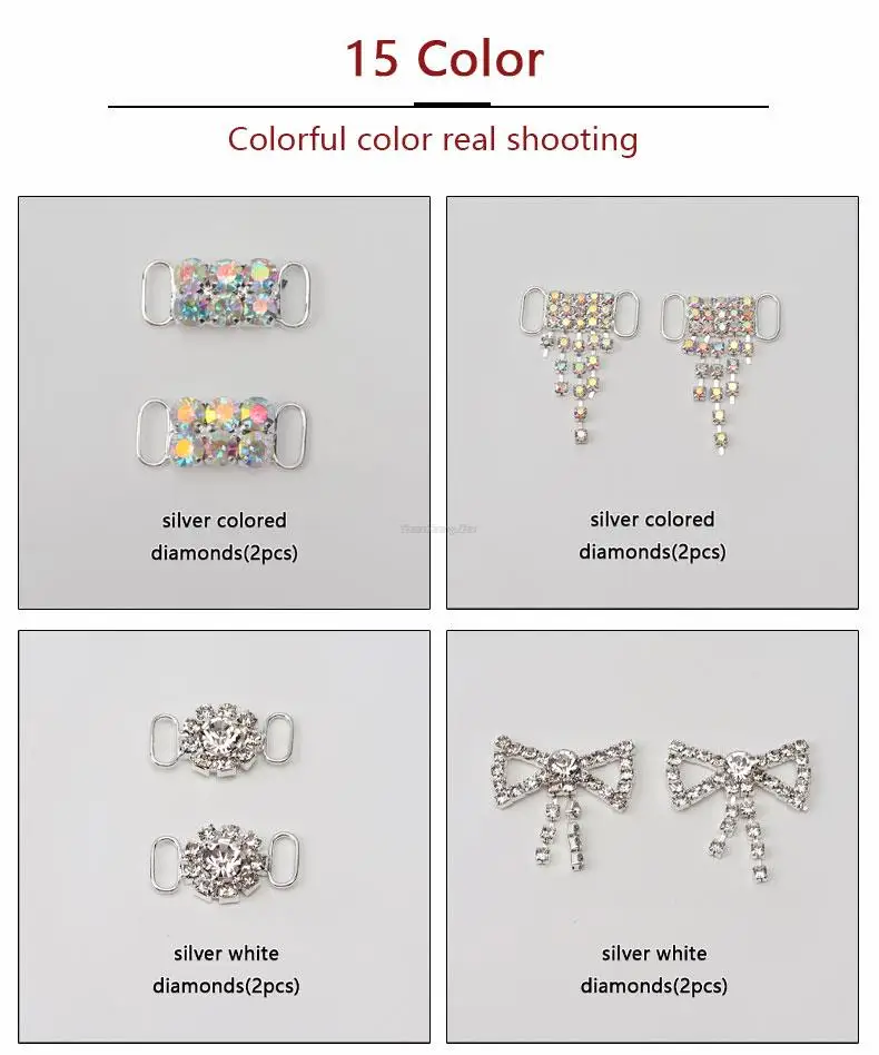 Luxury Rhinestone AF1 Shoe Charms Colorful Diamond Sneaker Shoe Decoration Fashion Shoelaces Metal Buckles Shoes Accesories 2Pcs