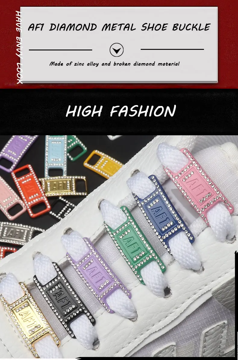 Luxury Rhinestone AF1 Shoe Charms Colorful Diamond Sneaker Shoe Decoration Fashion Shoelaces Metal Buckles Shoes Accesories 2Pcs