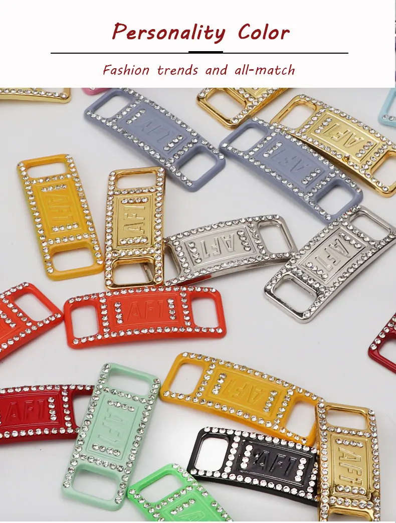 Luxury Rhinestone AF1 Shoe Charms Colorful Diamond Sneaker Shoe Decoration Fashion Shoelaces Metal Buckles Shoes Accesories 2Pcs