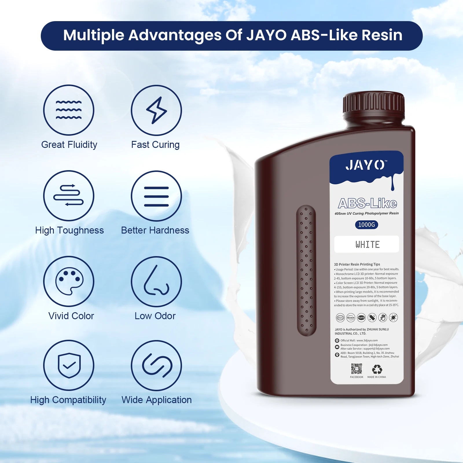 JAYO Standard/ABS-Like/Plant based /Like PAResin 2KG 395-405nm UV Curing Photopolymer Rapid Resin for LCD/DLP/SLA 3D Printer