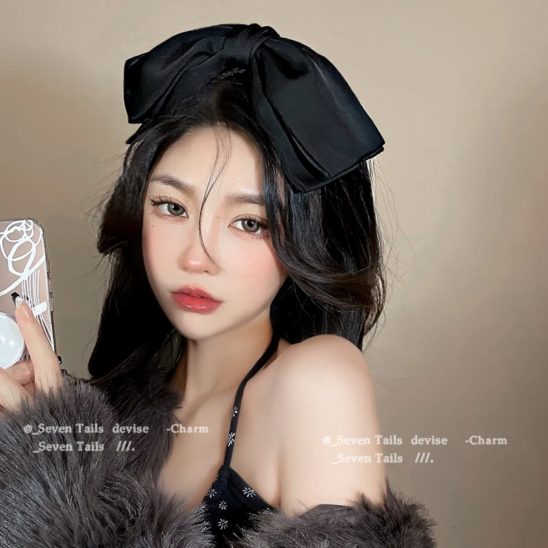 Three-layers Oversize Bow Hair Clip Satin Hairpin For Women Girl Ribbon Barrette Bow Solid Color Clip Headwear Hair Accessories