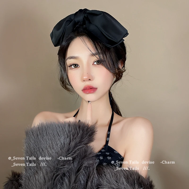 Three-layers Oversize Bow Hair Clip Satin Hairpin For Women Girl Ribbon Barrette Bow Solid Color Clip Headwear Hair Accessories