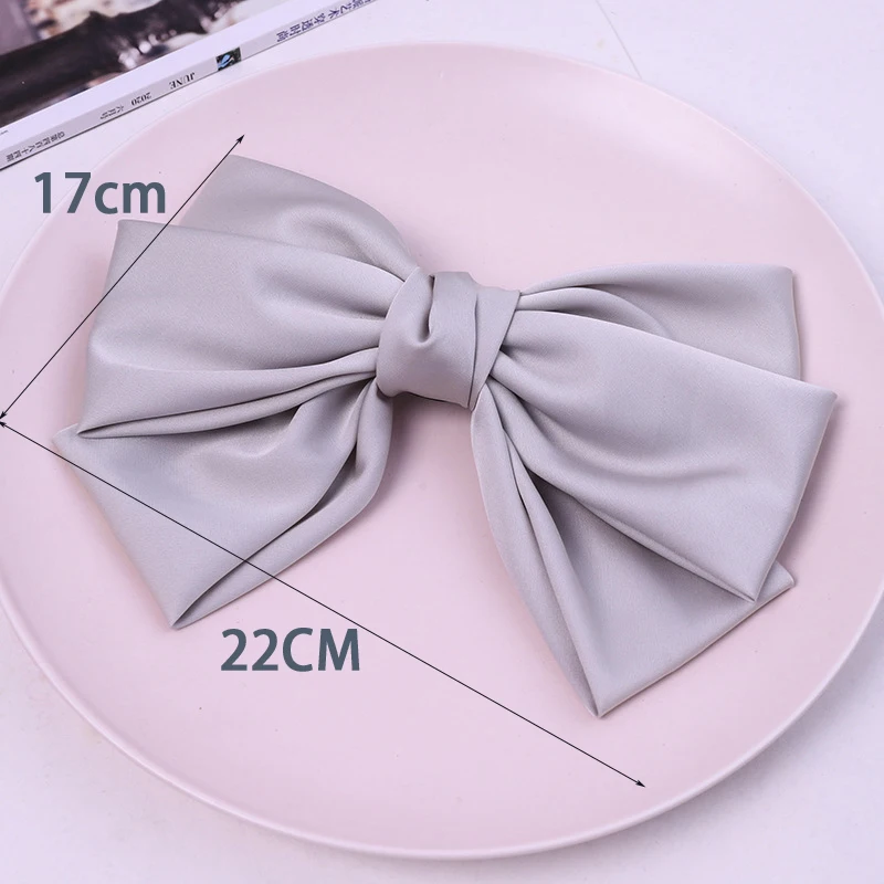 Three-layers Oversize Bow Hair Clip Satin Hairpin For Women Girl Ribbon Barrette Bow Solid Color Clip Headwear Hair Accessories