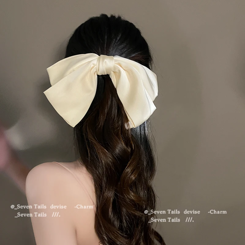 Three-layers Oversize Bow Hair Clip Satin Hairpin For Women Girl Ribbon Barrette Bow Solid Color Clip Headwear Hair Accessories