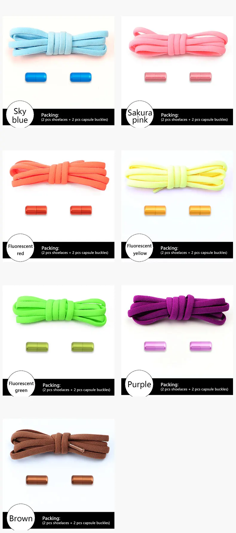Elastic laces Sneakers Colorful Options No tie Shoelace for Sports Round Shoelaces without ties Kids Adult Shoes Accessories