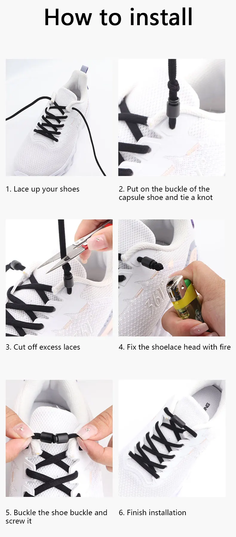 Elastic laces Sneakers Colorful Options No tie Shoelace for Sports Round Shoelaces without ties Kids Adult Shoes Accessories