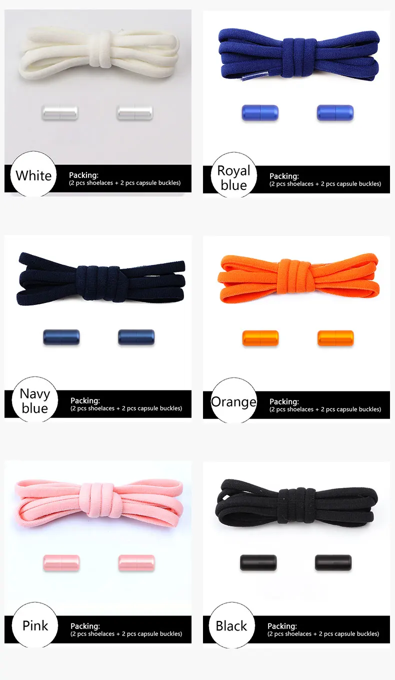 Elastic laces Sneakers Colorful Options No tie Shoelace for Sports Round Shoelaces without ties Kids Adult Shoes Accessories