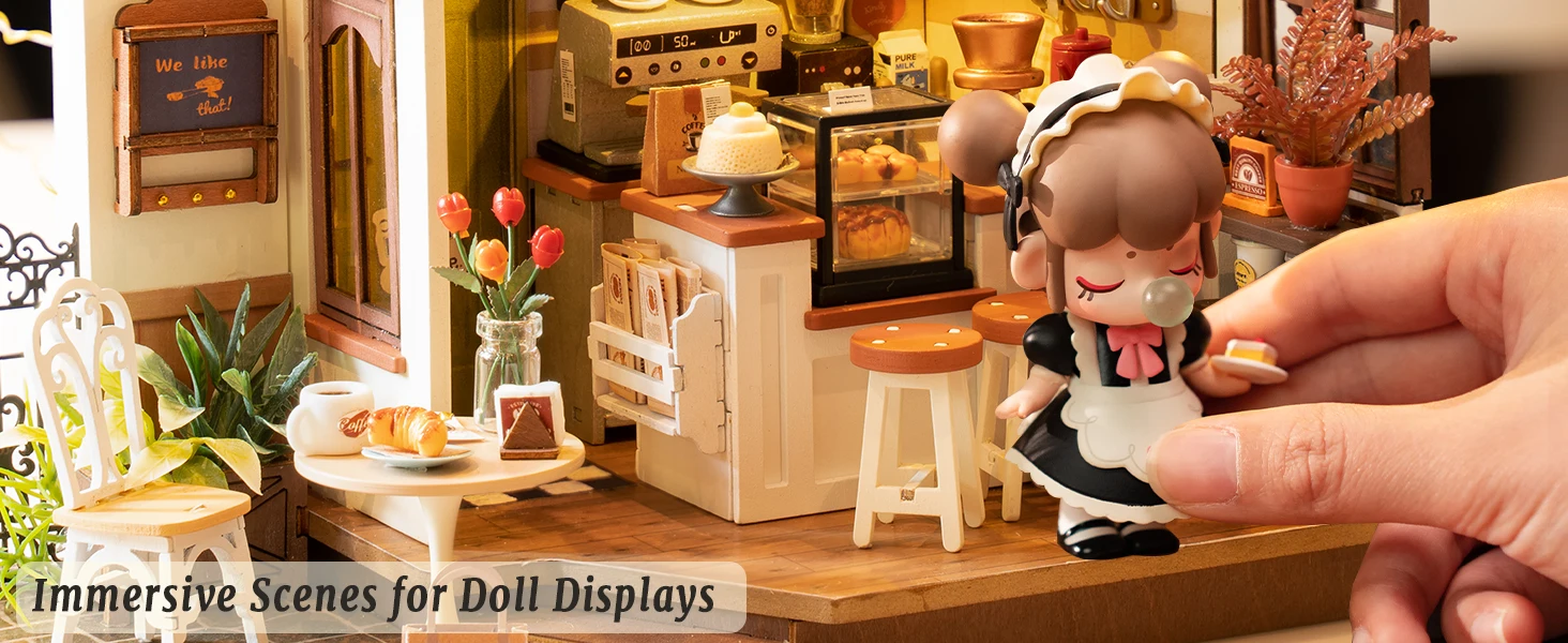 Rolife NO.17 Cafe 3D Puzzle DIY Miniature Dollhouse Kit Crafts Hobbies Amazing Gift for Women Children DG162