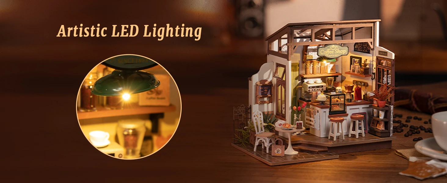 Rolife NO.17 Cafe 3D Puzzle DIY Miniature Dollhouse Kit Crafts Hobbies Amazing Gift for Women Children DG162