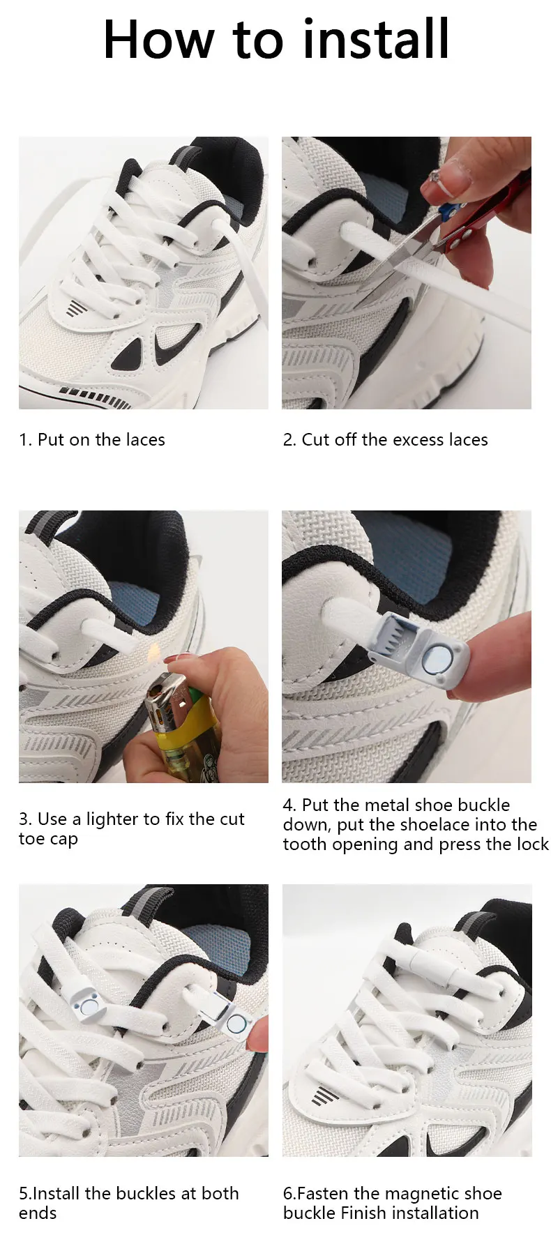 New Magnetic Lock Shoelaces without ties Kids Adult Elastic Laces Sneakers 8mm Thick Flats No Tie Shoe laces Shoes Accessories