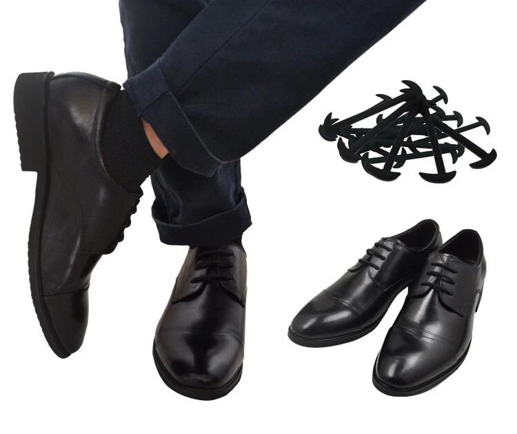 12pcs/set Men Women Leather Shoes Lazy No Tie Shoelaces Elastic Silicone Shoe Lace Suitable 3 Colors L6