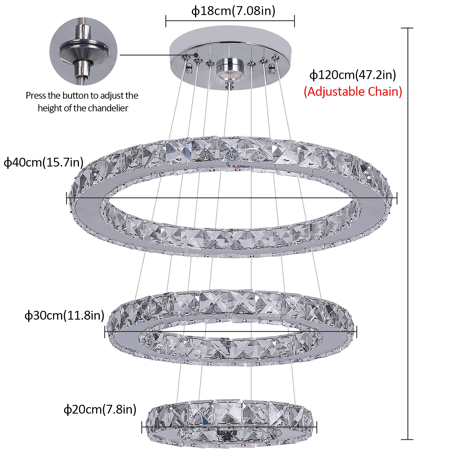 Modern Pendant Lighting Rings Led Crystal Chandelier Hanging Lustre Lamparas Ceiling Lamp Fixtures Luminaire for Living Room