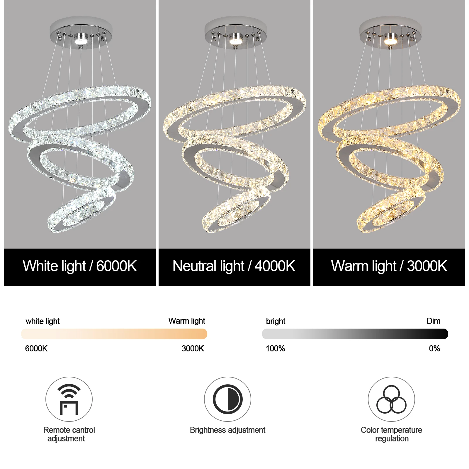 Modern Pendant Lighting Rings Led Crystal Chandelier Hanging Lustre Lamparas Ceiling Lamp Fixtures Luminaire for Living Room