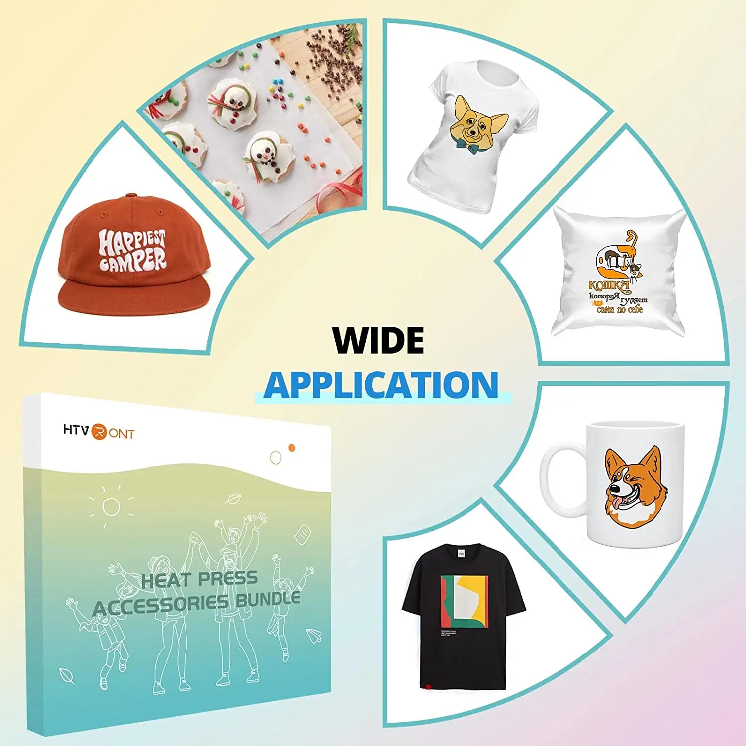 HTVRONT 52 Pcs Heat Press Supplies Accessories for Beginners Clothing T-shirt Printing DIY Include HTV Sublimation Paper