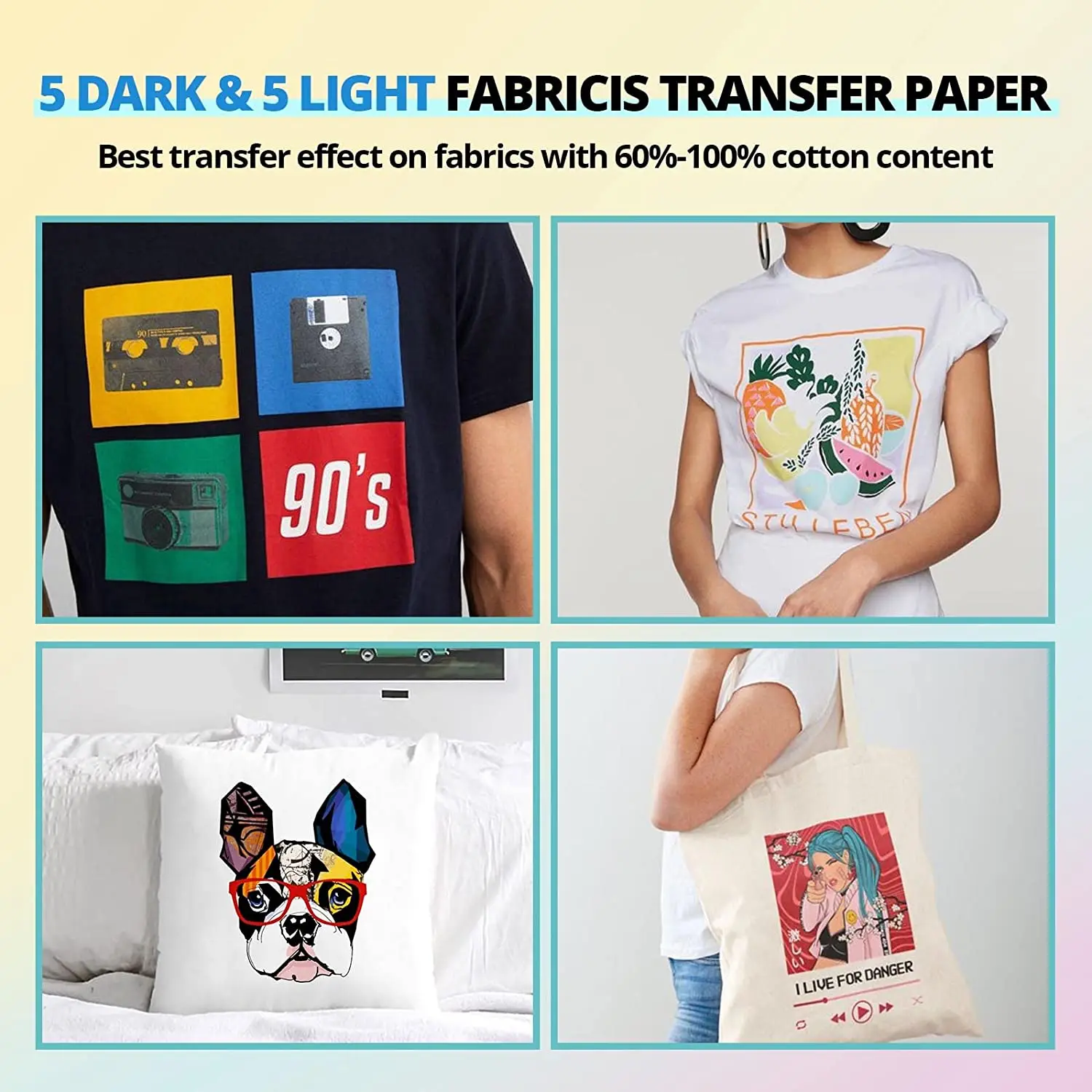 HTVRONT 52 Pcs Heat Press Supplies Accessories for Beginners Clothing T-shirt Printing DIY Include HTV Sublimation Paper