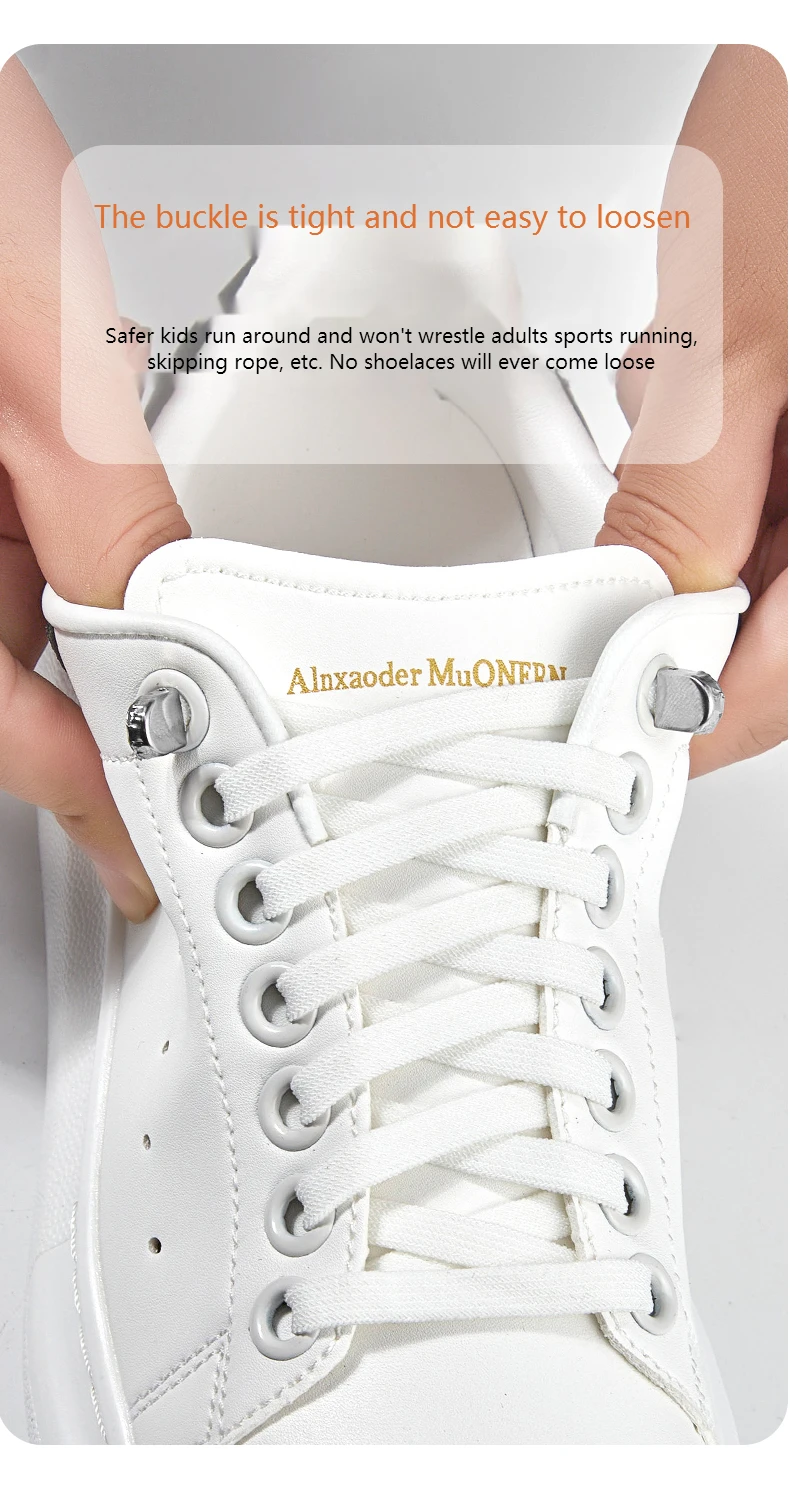 1Pair No tie Shoelaces for Shoes New 8MM Flat Elastic laces Sneakers Kids Adult Quick Shoelace without ties Shoe Accessories