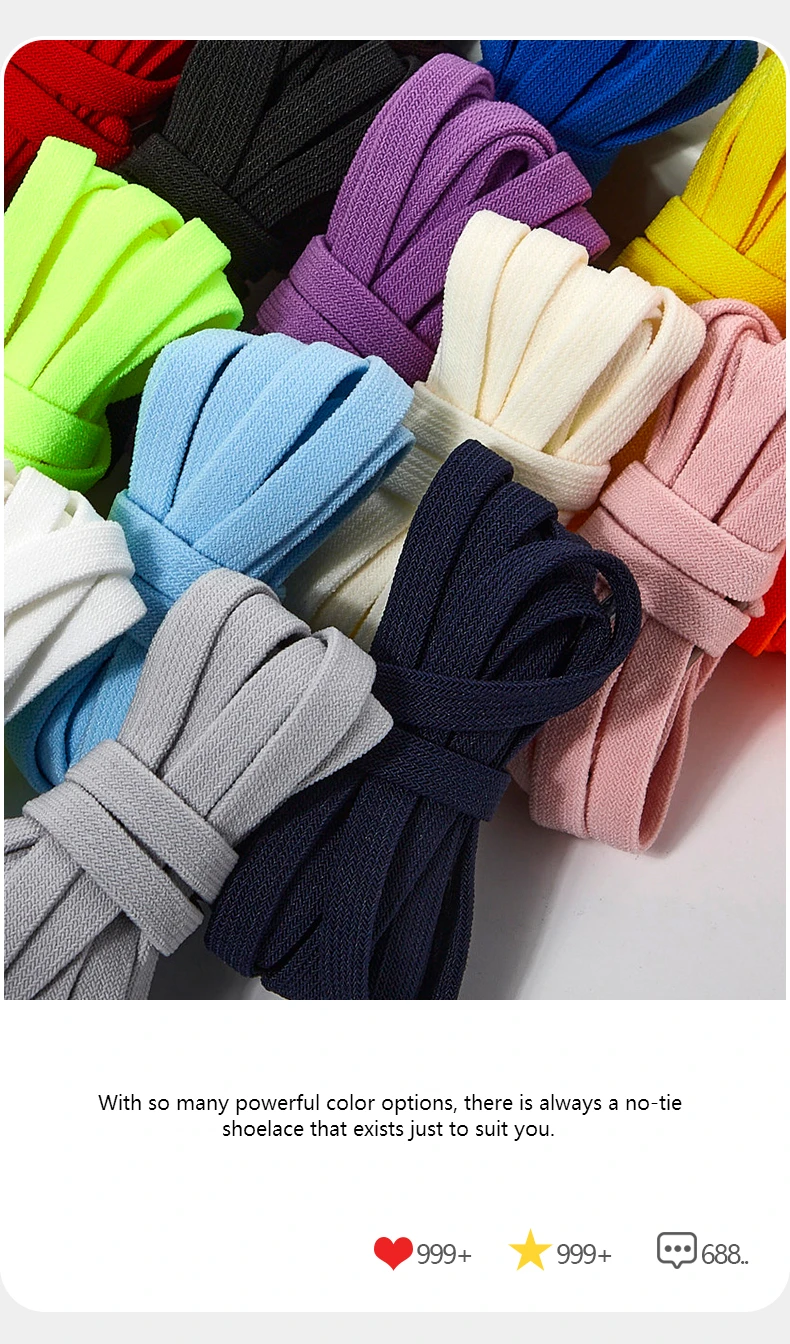 1Pair No tie Shoelaces for Shoes New 8MM Flat Elastic laces Sneakers Kids Adult Quick Shoelace without ties Shoe Accessories