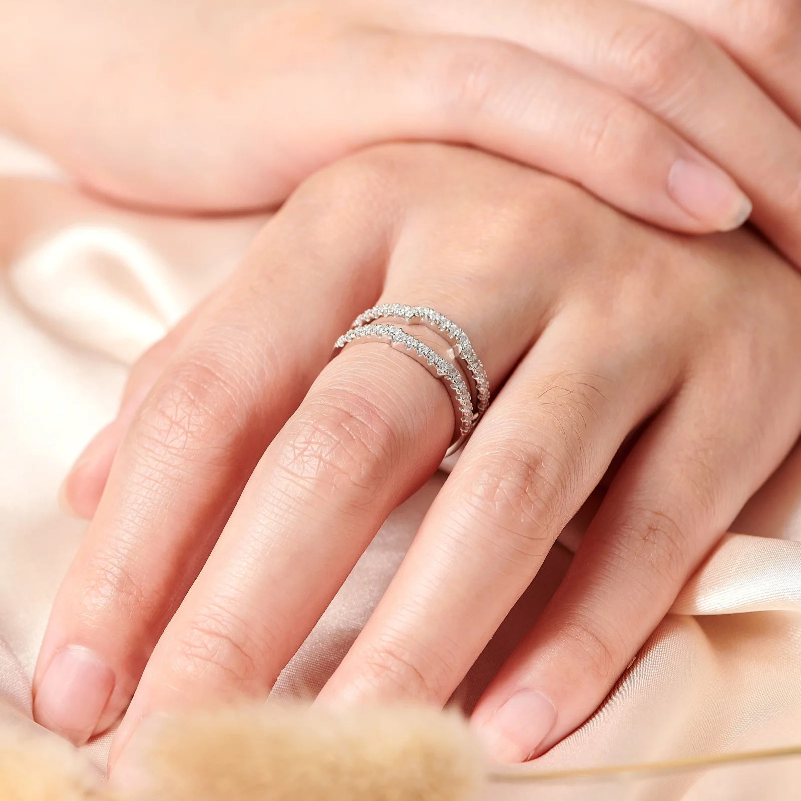 Newshe K Gold Color 925 Silver Jewelry Wedding Rings Enhancers for Women Square Hollow Guard Band AAAAA CZ Anniversary Gift