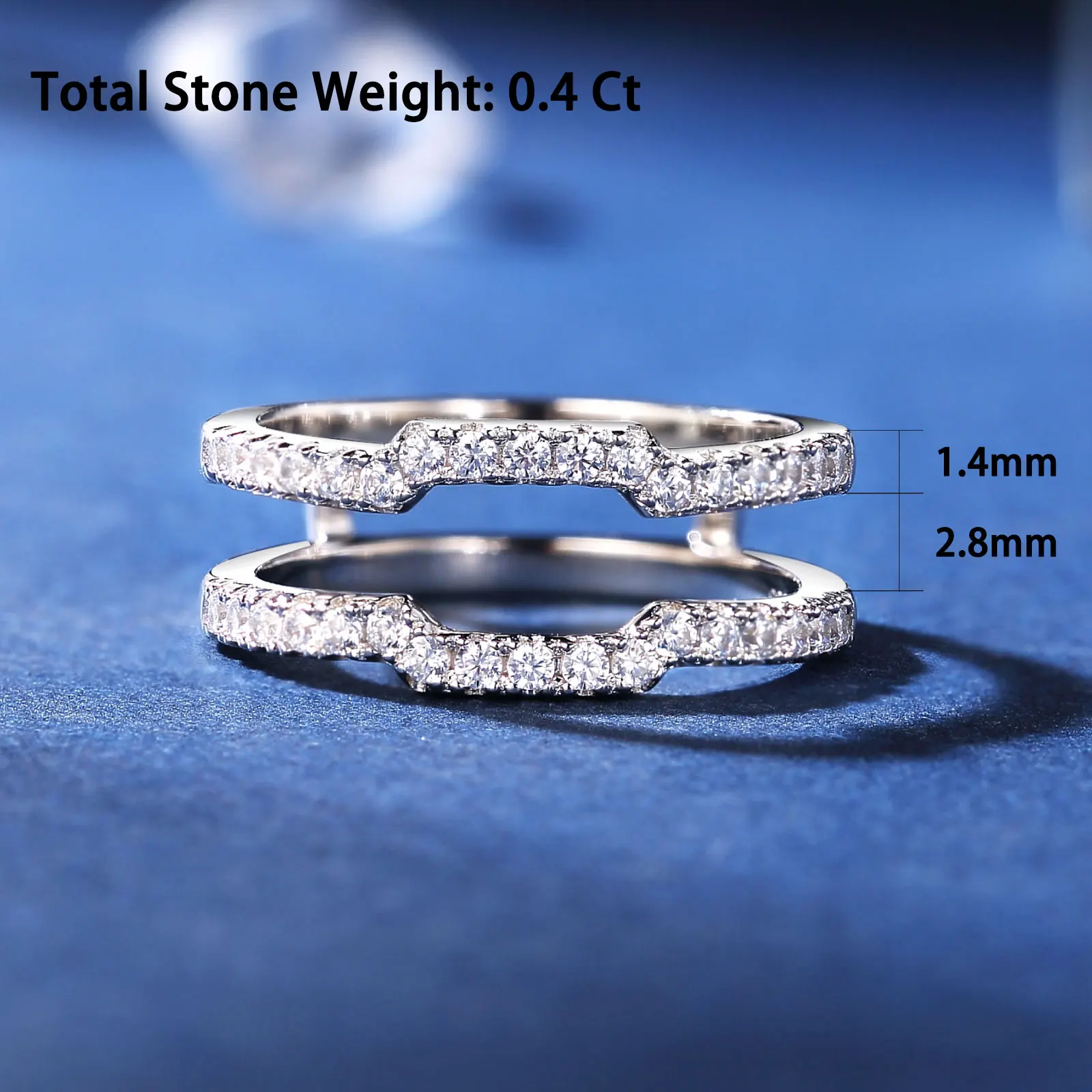 Newshe K Gold Color 925 Silver Jewelry Wedding Rings Enhancers for Women Square Hollow Guard Band AAAAA CZ Anniversary Gift