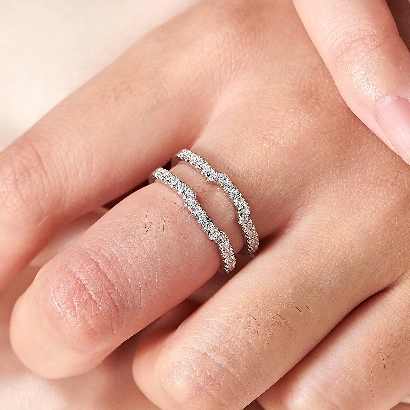 Newshe K Gold Color 925 Silver Jewelry Wedding Rings Enhancers for Women Square Hollow Guard Band AAAAA CZ Anniversary Gift