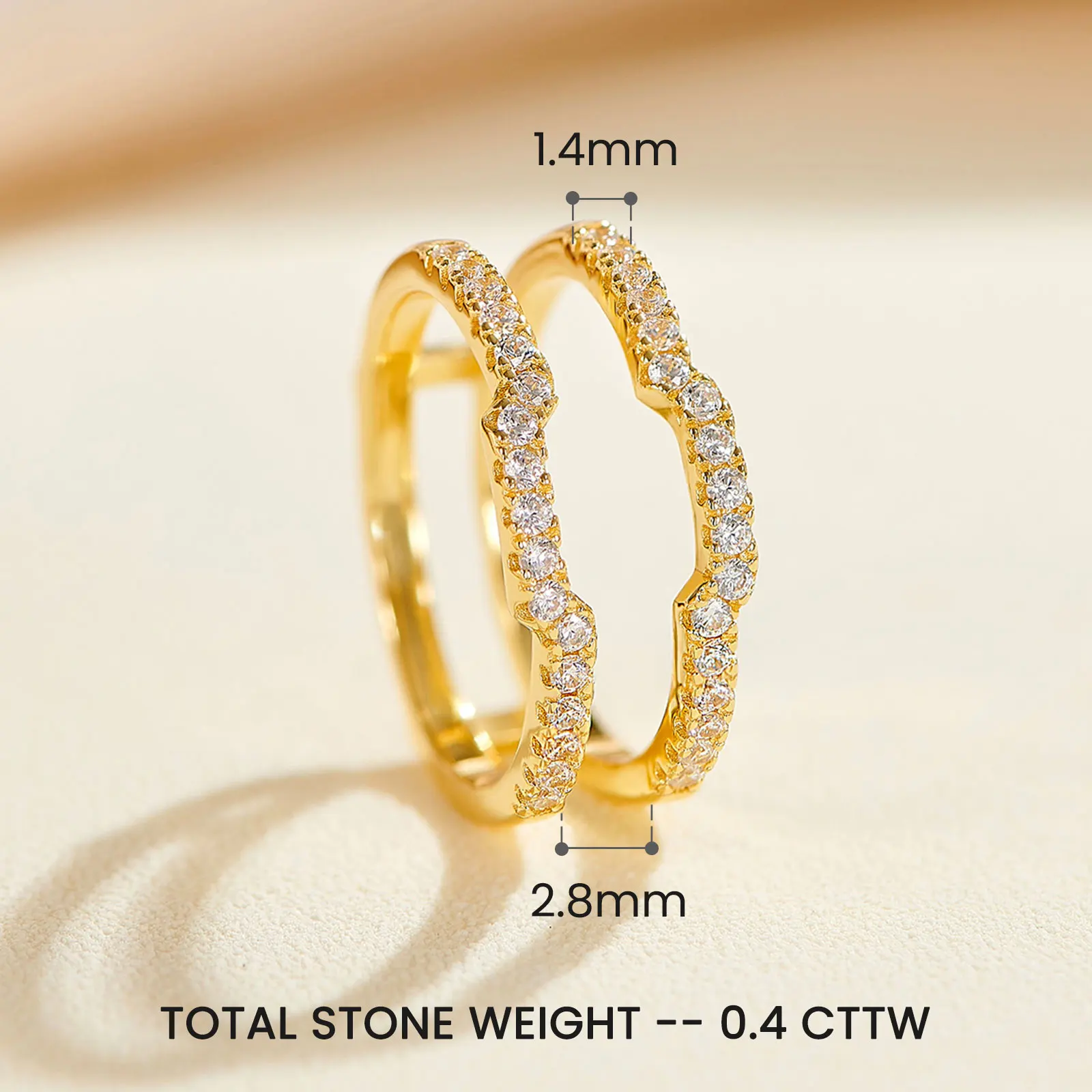 Newshe K Gold Color 925 Silver Jewelry Wedding Rings Enhancers for Women Square Hollow Guard Band AAAAA CZ Anniversary Gift