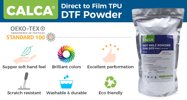 CALCA Direct to Film TPU DTF Powder Digital Transfer Hot Melt Adhesive 1kg White Powder Wholesale Bulk for DTF Shaker Machine